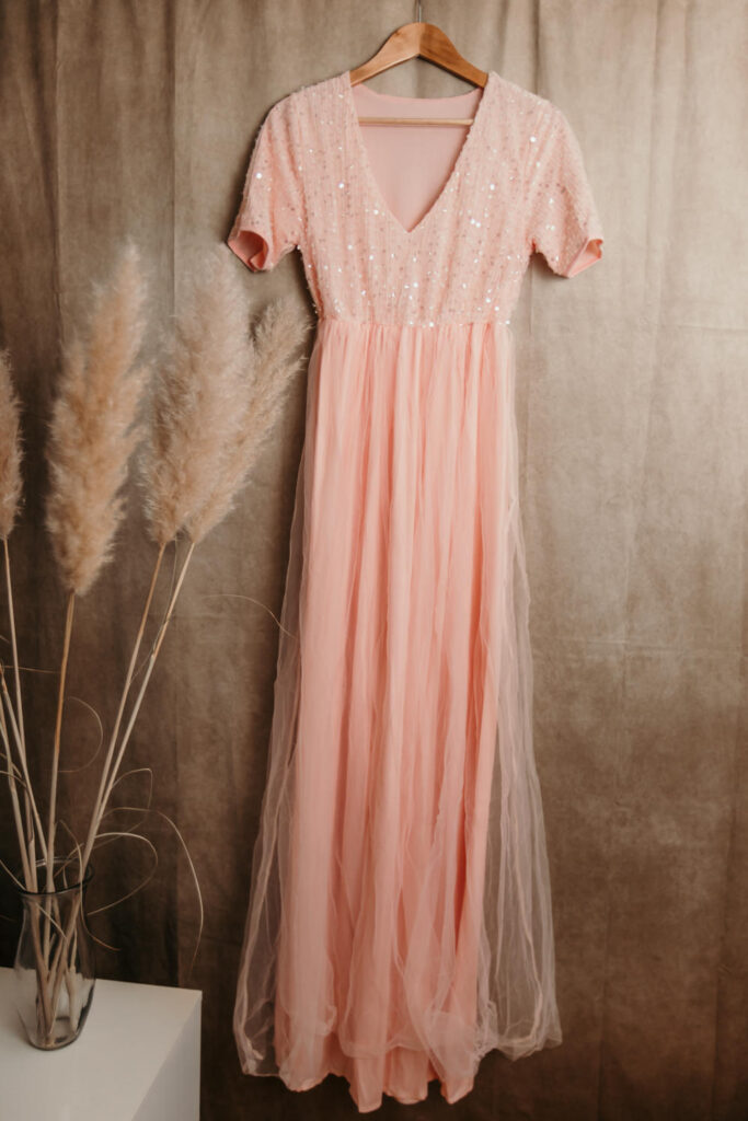 rosa Pailetten Babybauchkleid